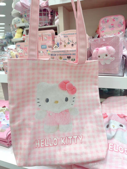 Sanrio｜ Tote Bag - Pitatto Friends Photo多巴胺格纹系列可爱角色帆布包｜约29×5×32cm