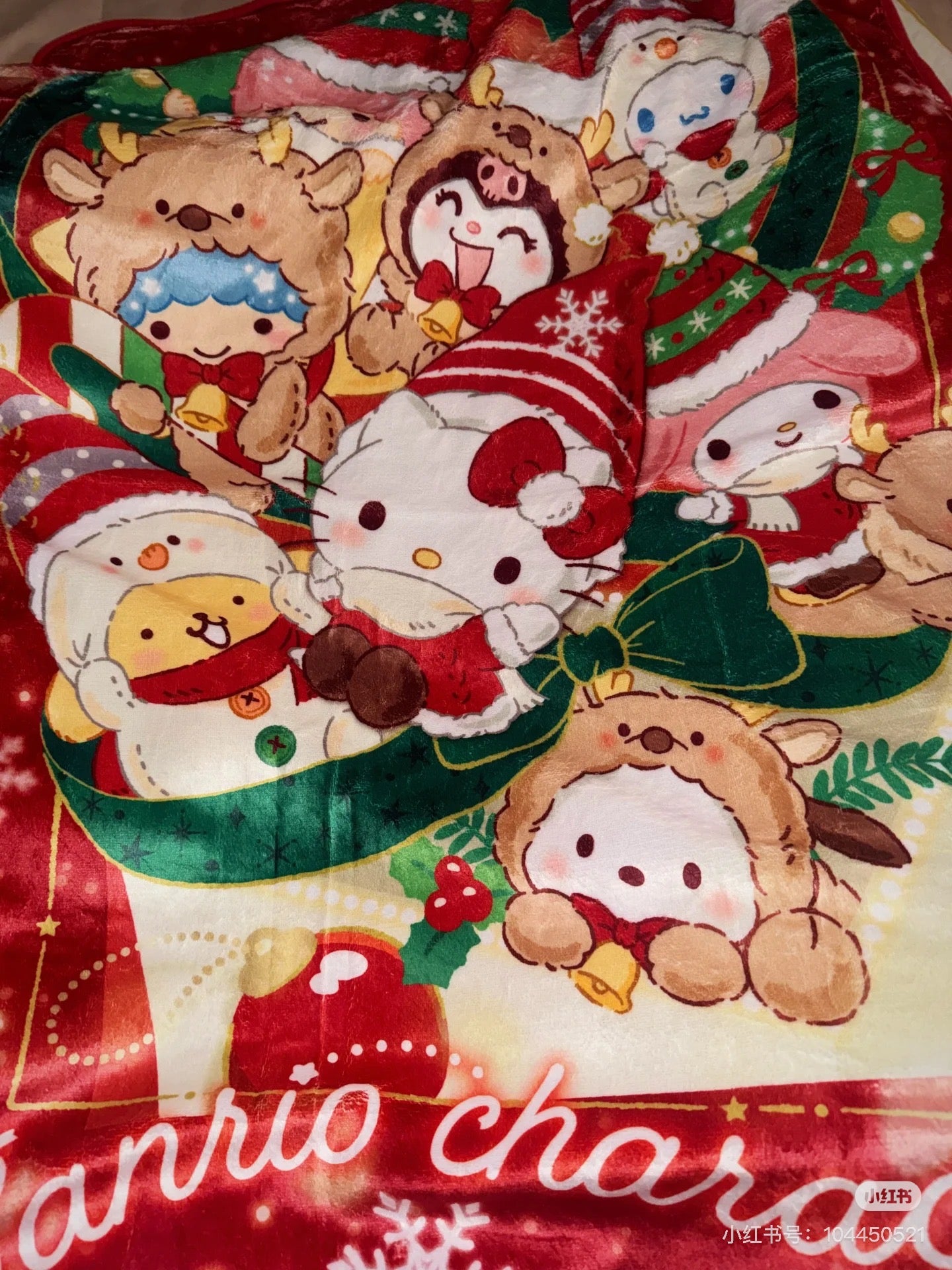 Sanrio三丽鸥｜Cushion Blanket - Christmas 2024圣诞限定可收纳加绒加厚盖毯丝绒抱枕/靠垫/正反面都可爱｜约105×1×70cm