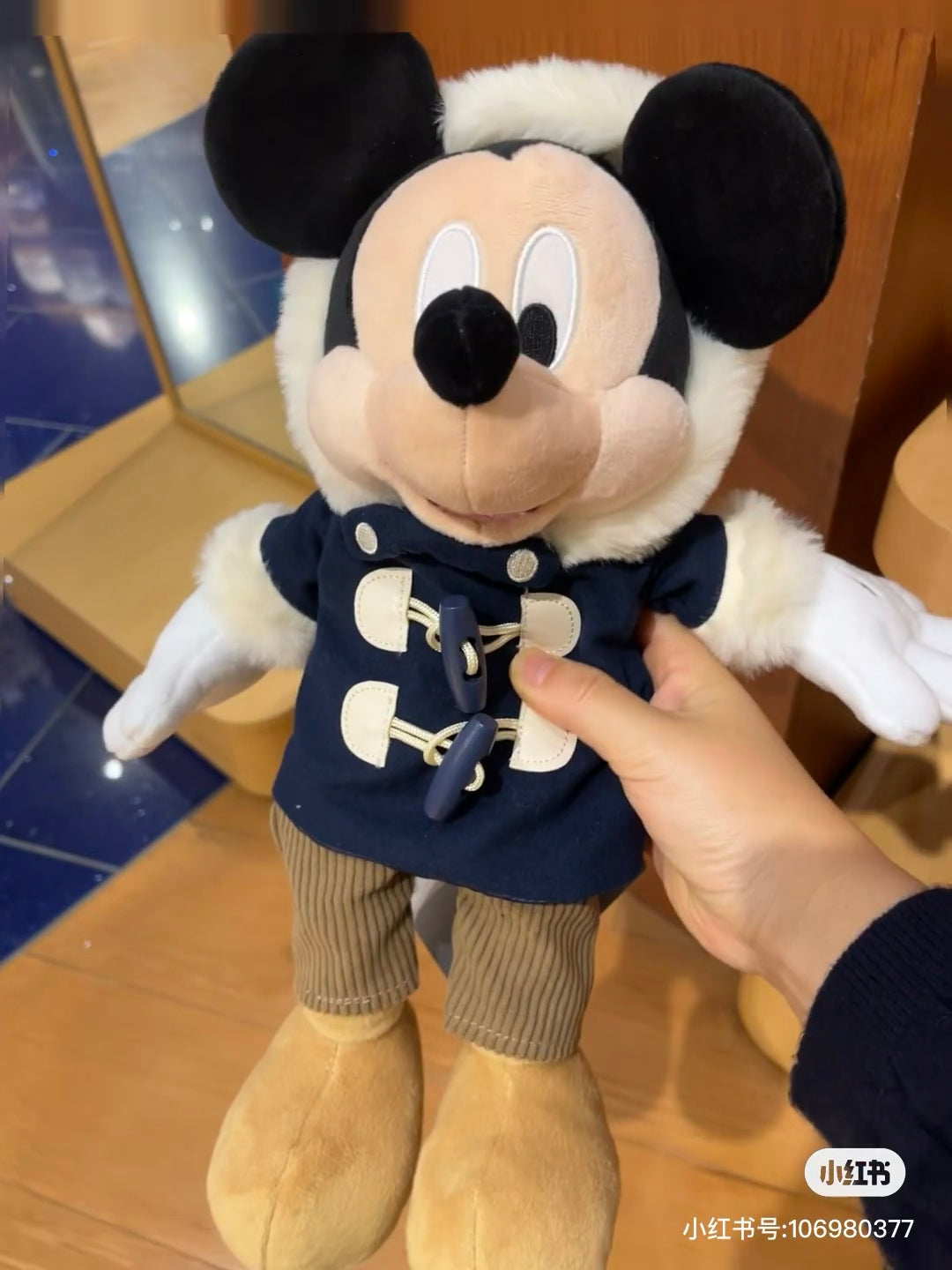 Disney ｜Winter Jacket Mickey Mouse Plush Toy东迪冬日限定大衣米奇毛绒玩偶/公仔/帽子可脱｜约高さ24×幅21×奥行き21(cm)