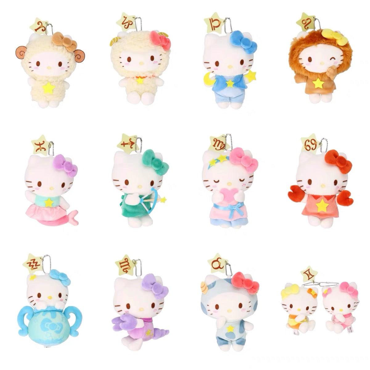 Sanrio三丽鸥｜Avail联名Hello Kitty凯蒂猫50周年限定12星座毛绒玩偶挂件/包挂