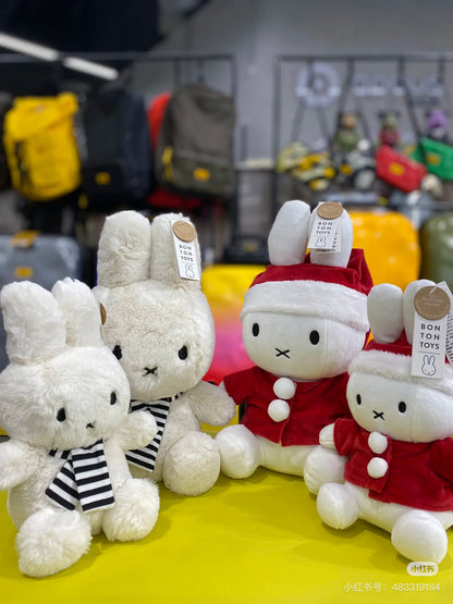 Miffy米菲｜BON TON TOYS - Miffy sitting with scarf黑白条纹围巾坐姿毛绒玩偶/公仔｜约23 cm - 9&