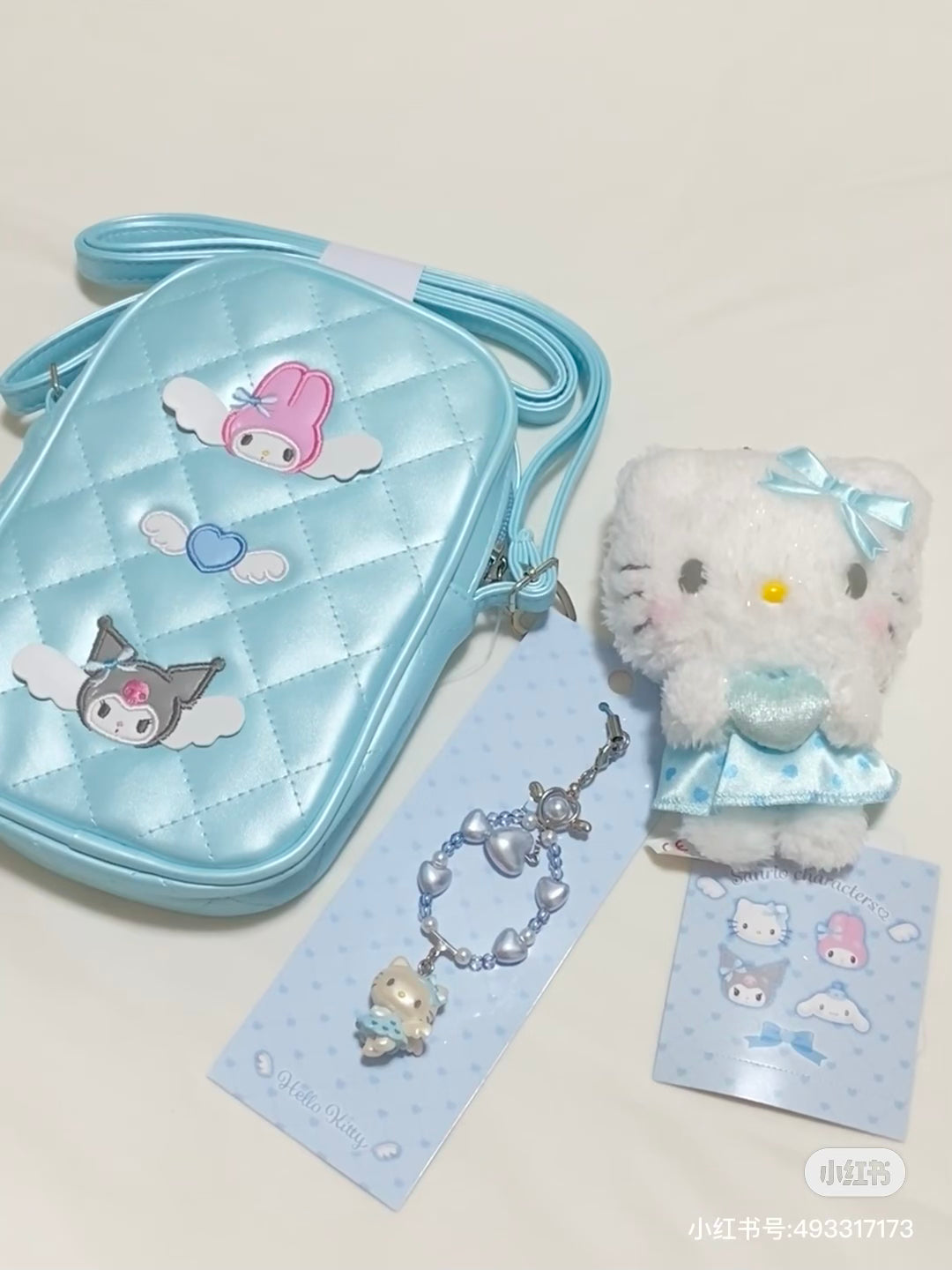 Sanrio三丽鸥｜Sanrio Original Mini Shoulder Bag - Dreaming Angel 2nd Angel水色天使爱神系列双面图案挎包｜约13×4×20cm