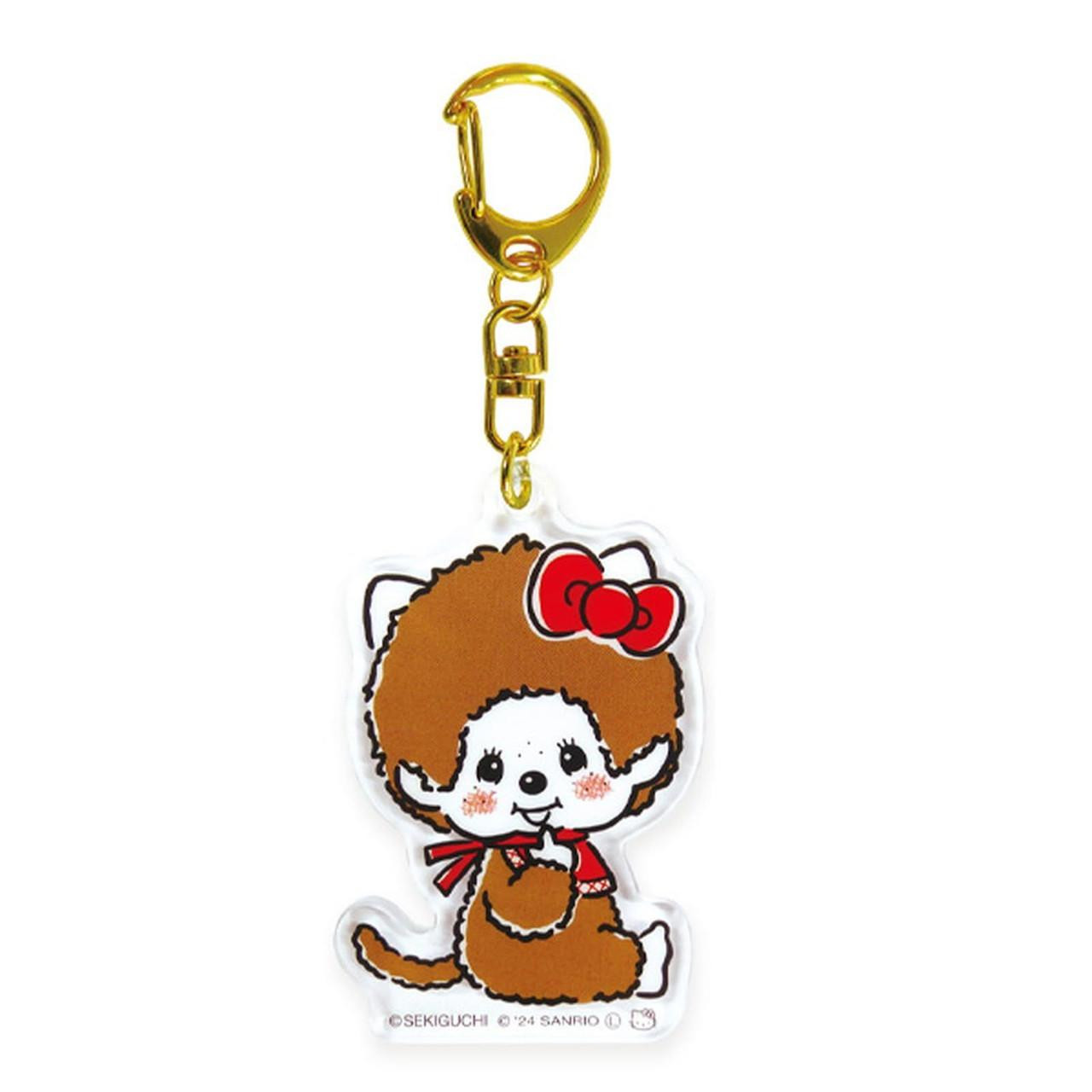 Monchhichi｜Sanrio Hello Kitty Acrylic Mascot Keychain｜4.9 x 4.3 x 1.0cm approx.