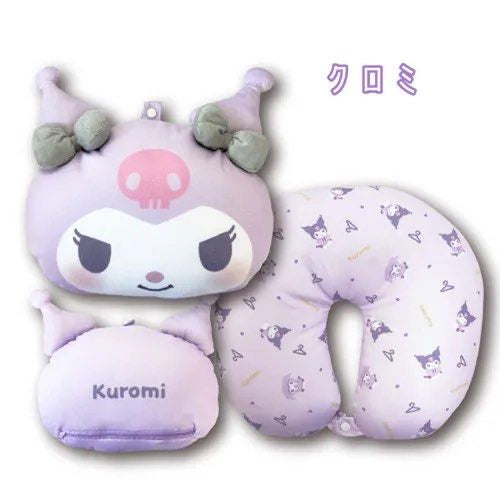 Sanrio三丽鸥｜ 2 Way Neck Pillow Cushion - Kuromi脸型两用U型枕/抱枕/正反都可爱｜约H20 x W30cm