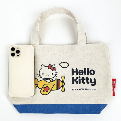 Hello kitty凯蒂猫｜50周年限定kitty乘飞机较厚质感托特包/内有侧袋｜约19cm×30cm×10cm