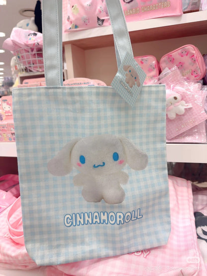 Sanrio｜ Tote Bag - Pitatto Friends Photo多巴胺格纹系列可爱角色帆布包｜约29×5×32cm