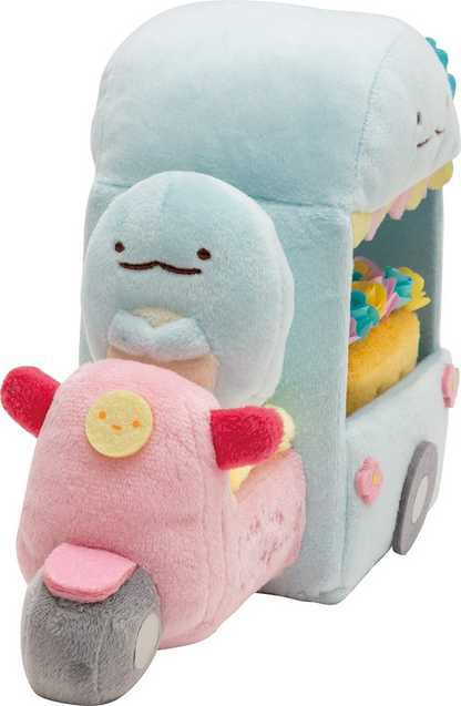 Sumikko gurashi角落生物｜San-x Sumikko Gurashi Scene Plush Toy &quot;Flower Wagon&quot; 水龙花车鲜花速递毛绒场景沙包玩偶/摆件｜约150 × 210 × 85 毫米