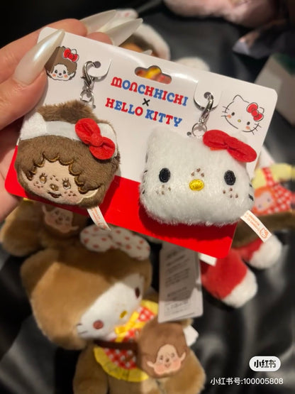 Monchhichi｜Hello Kitty stuffed animal charm set｜H4.5cm approx.