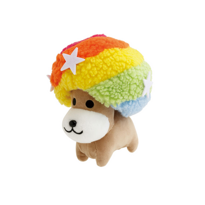 SANX｜Characters Ano Koro no Tomodachi Plush Afro Ken怀旧经典系列彩虹狗阿芙柔犬爆炸头狗毛绒玩偶/摆件/彩色头发可以摘下来｜160 x 125 x 110mm