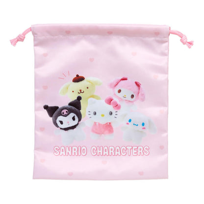 Sanrio｜ Drawstring Purse Set - Pitatto Friends Photo- Pitatto Friends Photo多巴胺格纹系列巾着包/束口包/收纳包｜约21×0.5×25cm