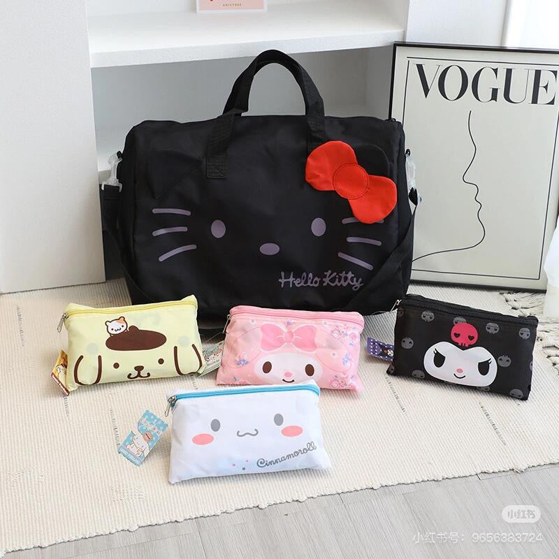 Sanrio三丽鸥｜Hello Kitty Face Shape Boston Bag Travel Bag可收纳超轻大容量手提斜挎旅行包｜约24.3 x 19.7 x 4.4cm