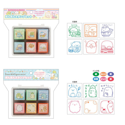 Sumikko gurashi角落生物｜San-x Sumikko Gurashi Stamp 哇哇哇木薯便利店系列6色闪闪印章套组｜约3.5 x 15.0 x 12.5cm