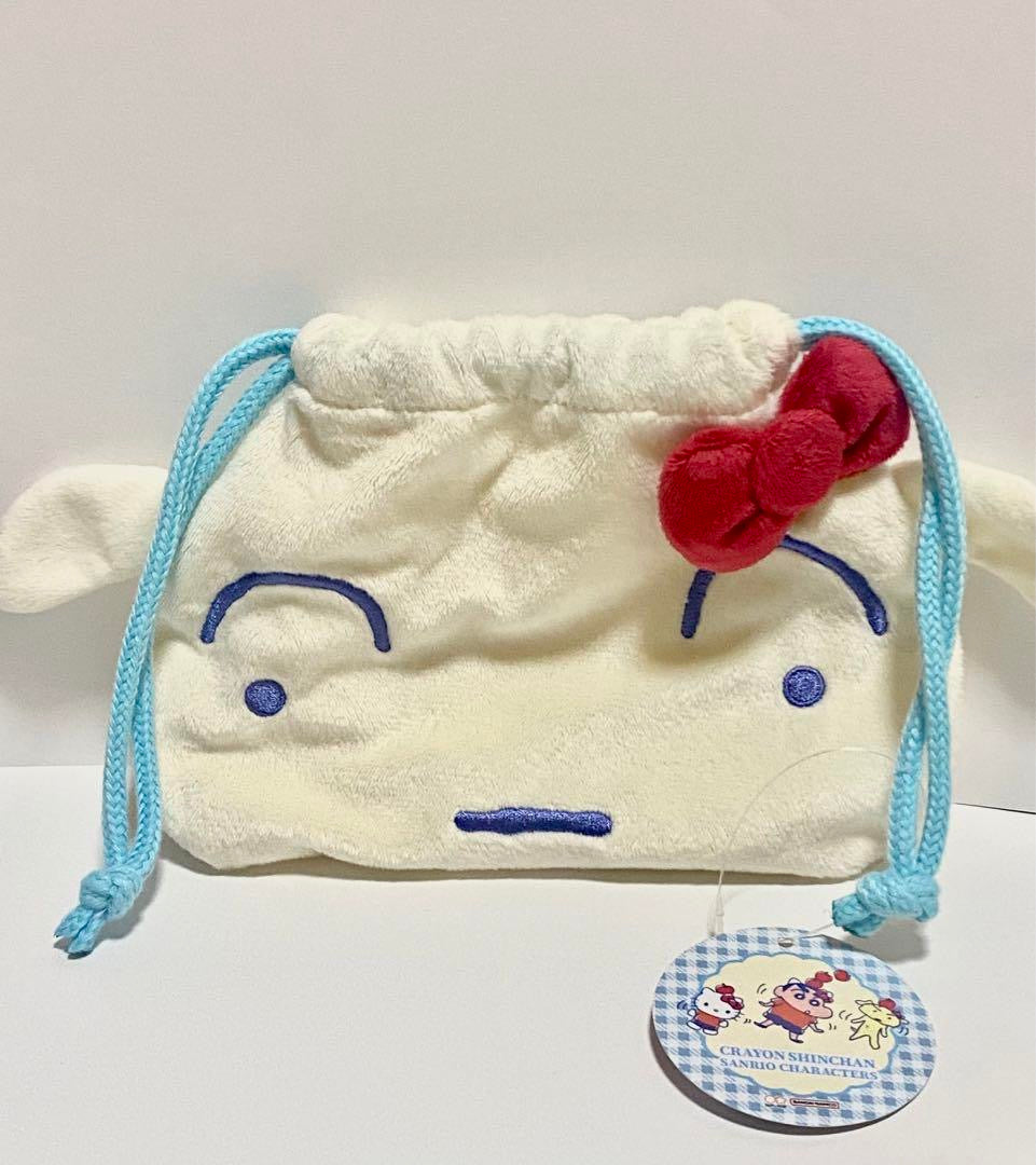 Sanrio三丽鸥｜Sanrio × Crayon Shinchan Purse可爱大脸巾着包/收纳包｜約25×1.5×15cm