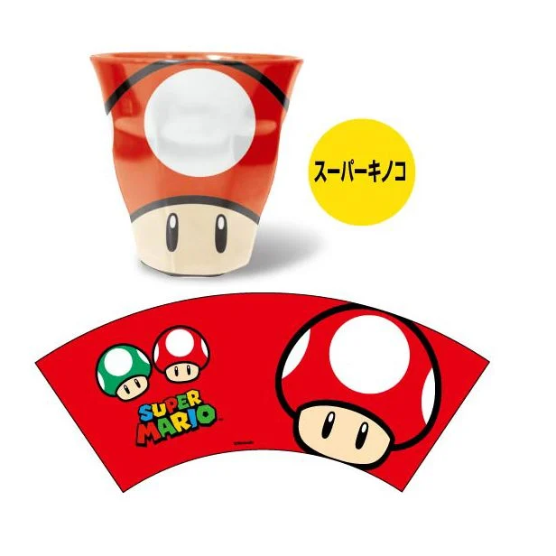 Nintendo｜Mario Melamine Tumbler - Mushroom / Super Mario Brothers超级马里奥蘑菇头奇诺比奥树脂防摔漱口杯/水杯/正反两种图案｜约88×90mm