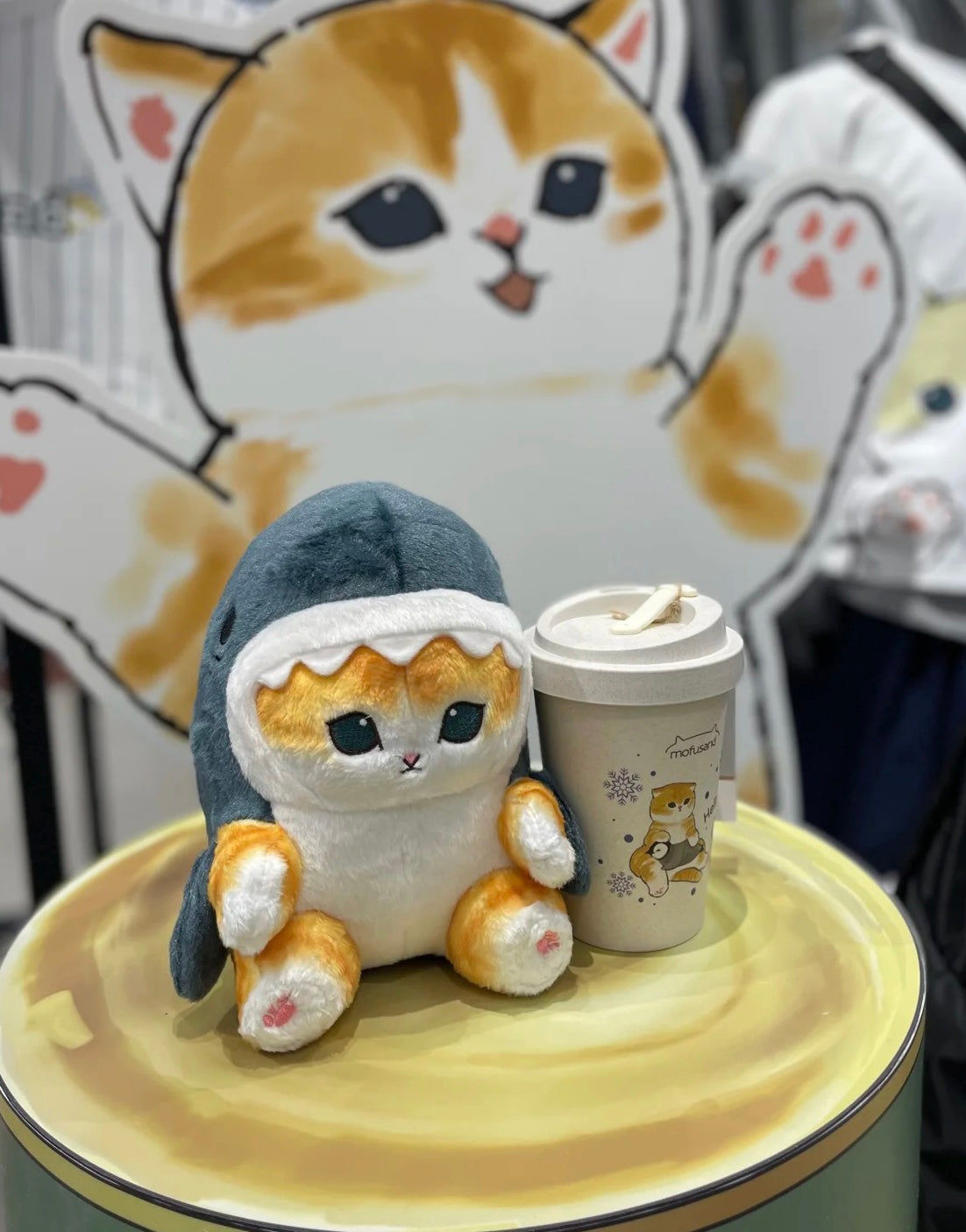 Mofusand｜Study Buddy Plush Toy - Cat / Fried Shrimp Nyan鲨鱼猫坐姿矫正贴贴毛绒玩偶｜约H360 x W145 x D180mm