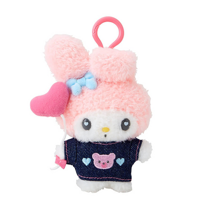 Sanrio三丽鸥｜Mascot Holder Denim Patch Plush Keychain 牛仔丹宁贴布系列可爱角色毛绒挂件/包挂｜约11.7 x 10.2 x 4.5cm