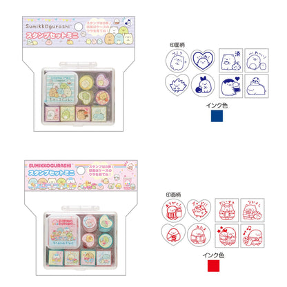 Sumikko gurashi角落生物｜San-x Sumikko Gurashi Stamp Set Mini 哇哇哇木薯便利店系列闪闪印章套组｜约3.0 x 11.0 x 10.0cm