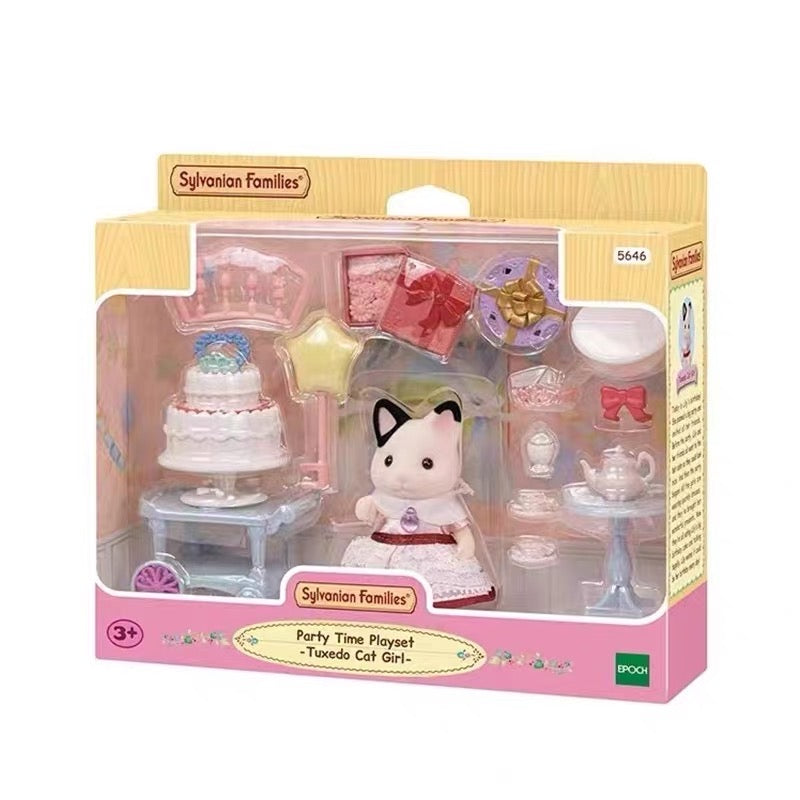 SylvanianFamilies森贝儿家族｜ Party Time Playset -Tuxedo Cat木炭猫黑耳猫姐姐派对盛装套组/玩具/过家家5646