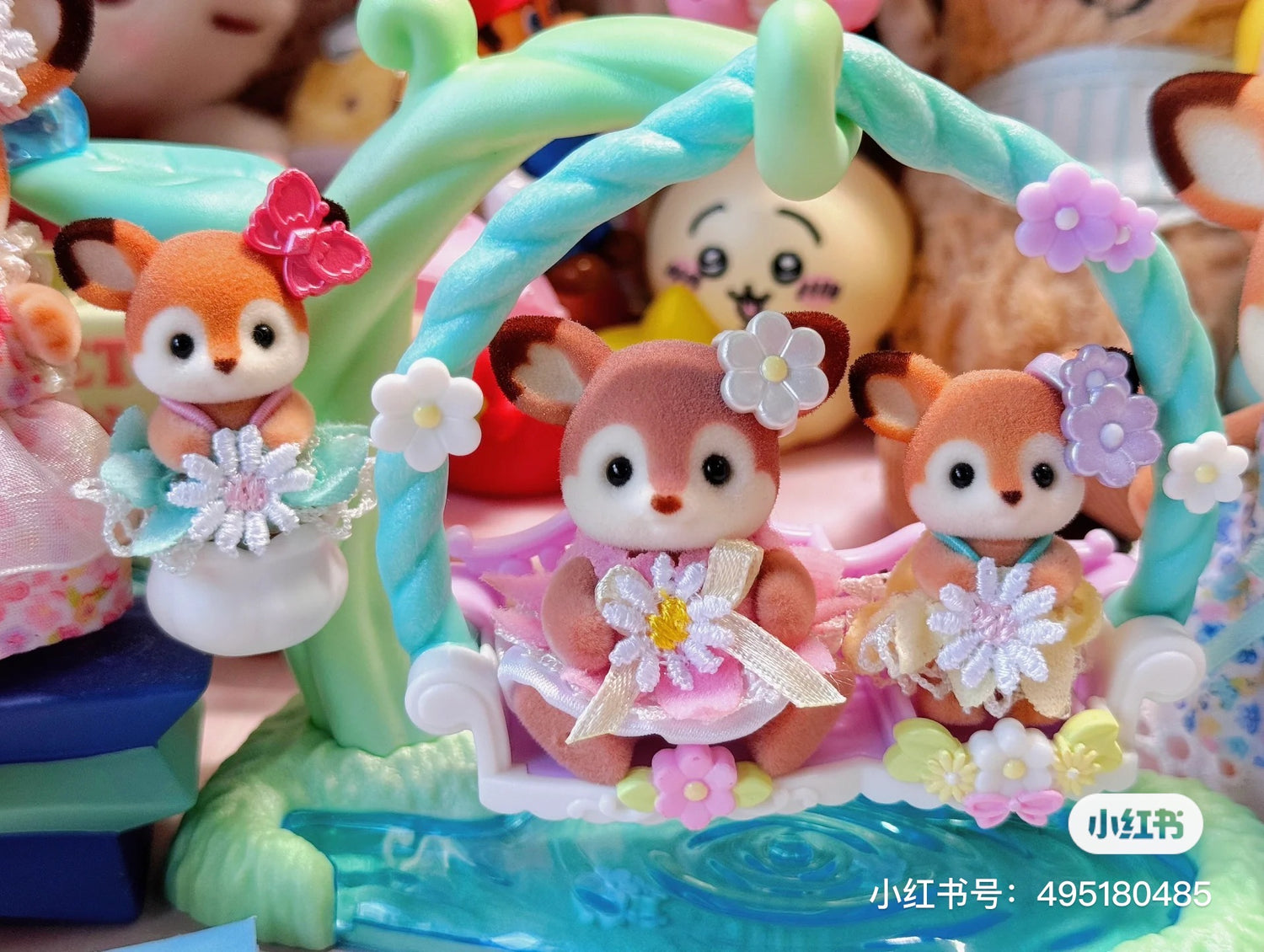 SylvanianFamilies森贝儿家族｜BABY DEER WATERSIDE SWING SET梅花鹿双胞胎水边荡秋千套组/玩具/过家家