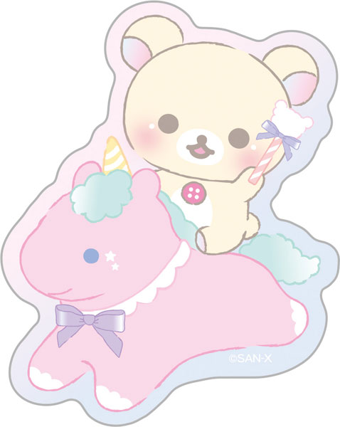 Rilakkuma轻松熊｜Korilakkuma Osora no Kururin Wataame Sticker天空白云棉花糖系列防水防紫外线贴纸｜约75 x 60mm