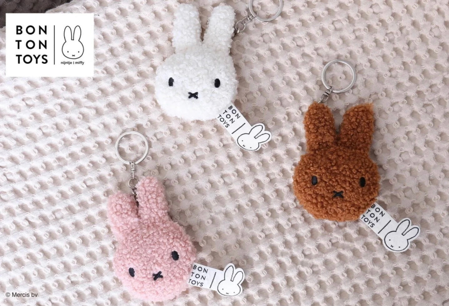 Miffy米菲｜BON TON TOYS -Flat Keychain ECO Tiny Teddy脸型毛绒钥匙扣挂件/包挂 | 约10 cm - 4&quot;