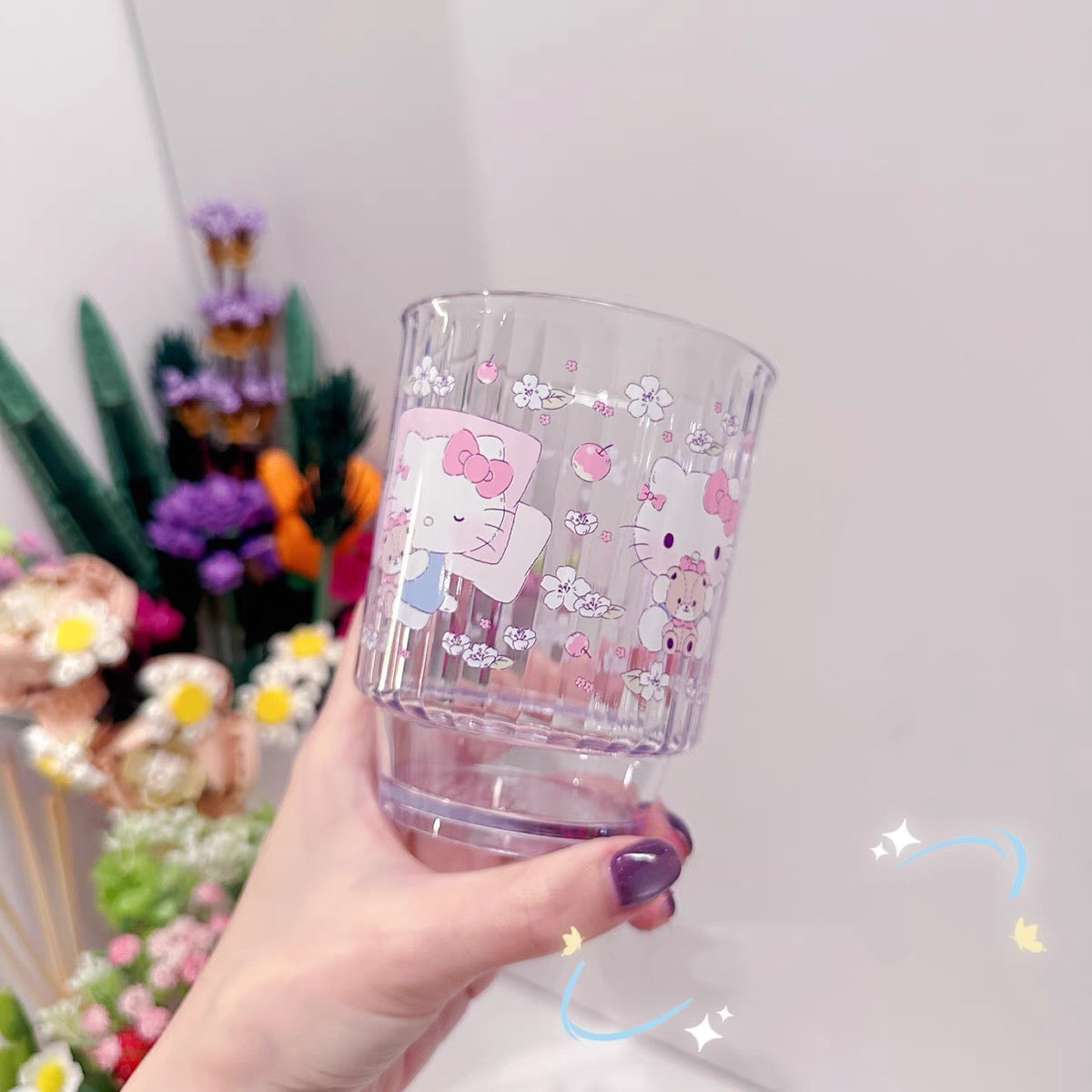 Sanrio三丽鸥｜Clear Plastic Tumbler可爱图案树脂防摔透明杯子/水杯｜约380ml