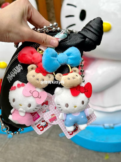 Sanrio三丽鸥｜Hello Kitty50周年蝴蝶结泰迪熊毛绒挂件｜约13cm