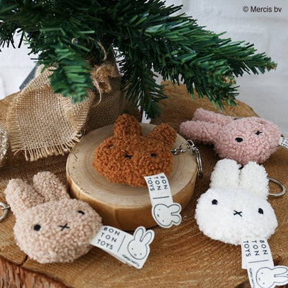 Miffy米菲｜BON TON TOYS -Flat Keychain ECO Tiny Teddy脸型毛绒钥匙扣挂件/包挂 | 约10 cm - 4&quot;