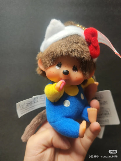 Monchhichi｜Hello Kitty x Monchhichi Big Face (SS) Keychain  Plush Toy｜H12 x W7.5 x D6cm approx.