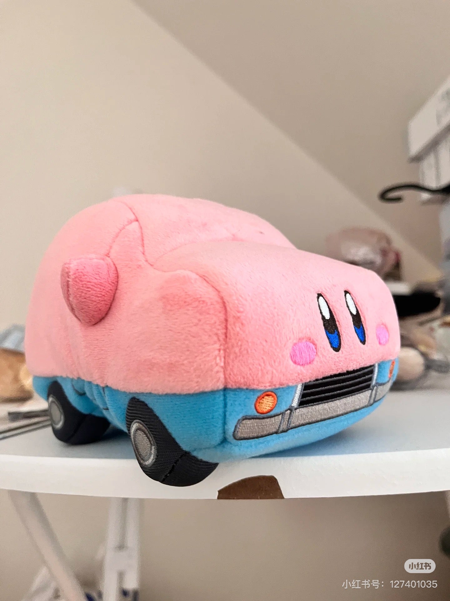 Kirby星之卡比｜Shaking Plush Car Mouth Kirby吞下整辆汽车变身毛绒玩具摆件/公仔/拉发条会震动｜约W9 x D13.5 x H7 cm