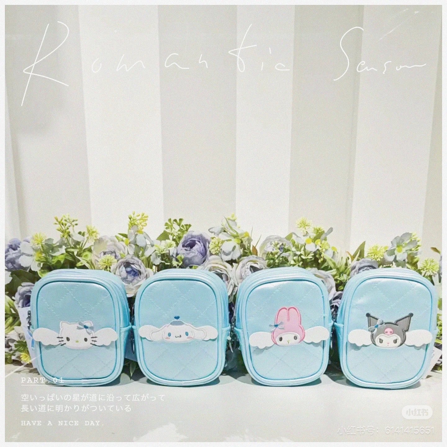 Sanrio三丽鸥｜Sanrio Original Mini Pouch / Dreaming Angel 2nd水色天使爱神系列蓝色小包｜约 13.7 x 12.8 x 6.6cm