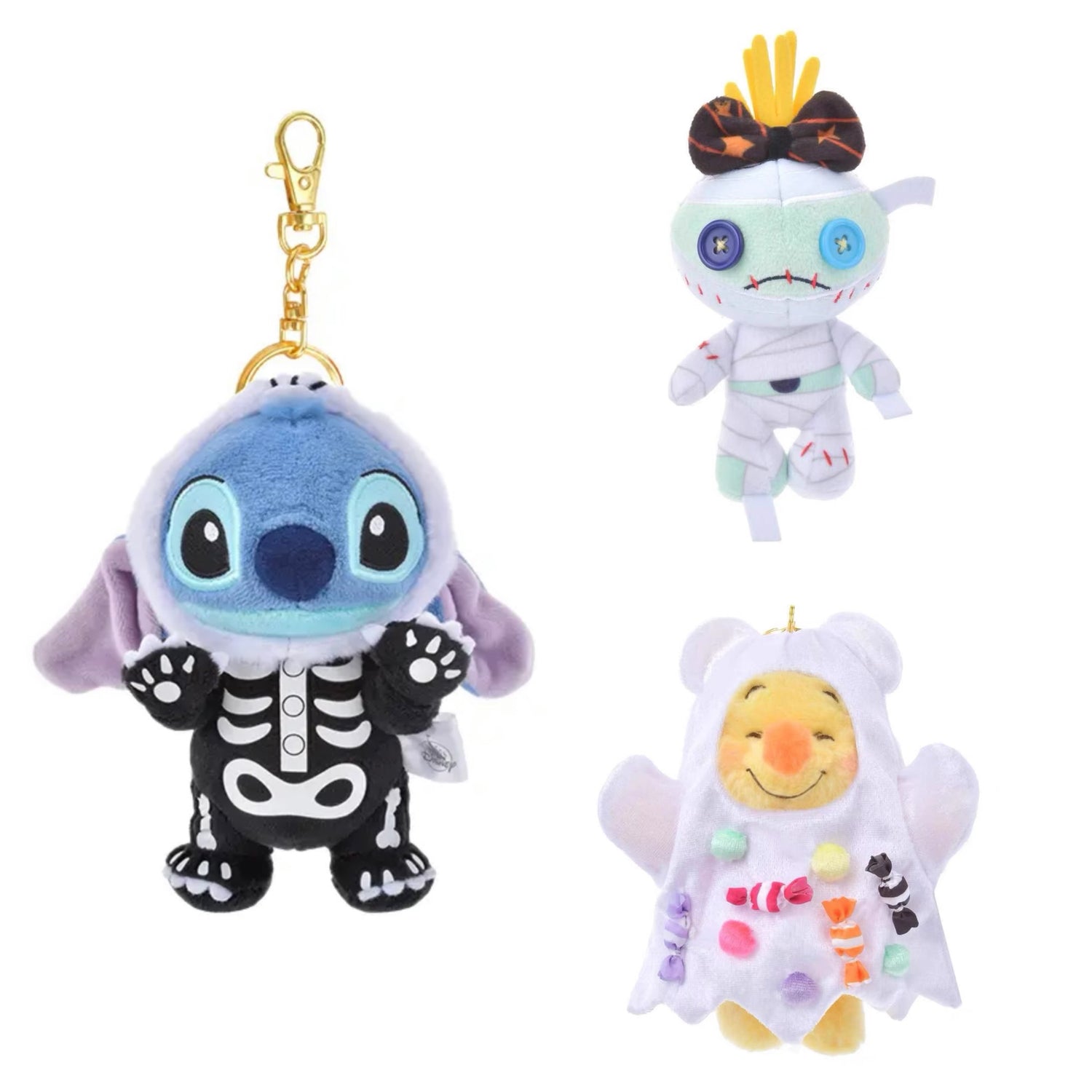 Disney迪士尼｜Fluffy Plush Keychain  / Halloween Skeleton万圣节骷髅玩偶挂件/包挂｜ 约高17cm