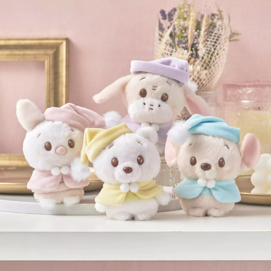 Disney迪士尼｜Winnie the Pooh Urupocha-chan Plush Doll Fruit Latte Color东迪冬日限定水果拿铁色睡衣睡帽斗篷系列豆豆眼毛绒小玩偶/公仔摆件｜约H11.5×W10.5×D7.5cm