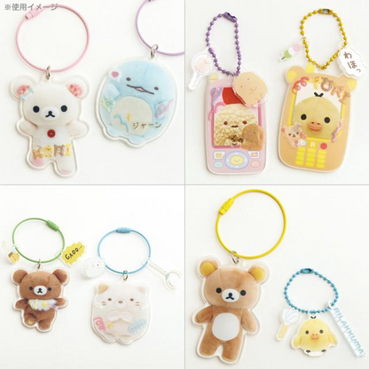 San-X｜Key Ring Sumikkogurashi Rilakkuma Acrylic Key Chain可爱角色亚克力双面图案钢绳钥匙圈/钥匙扣｜约67×62mm