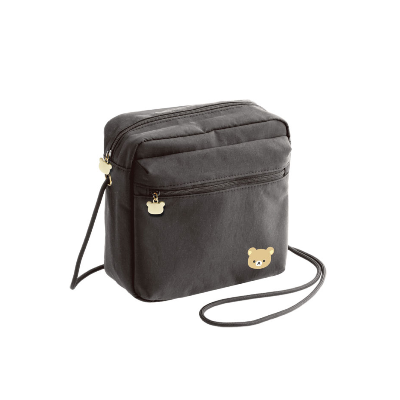 Rilakkuma轻松熊｜San-X Shoulder Bag / Basic Rilakkuma Favorite Things 最喜欢的东西系列刺绣斜挎小背包/收纳包/金属熊头拉链扣｜约180×180×105mm