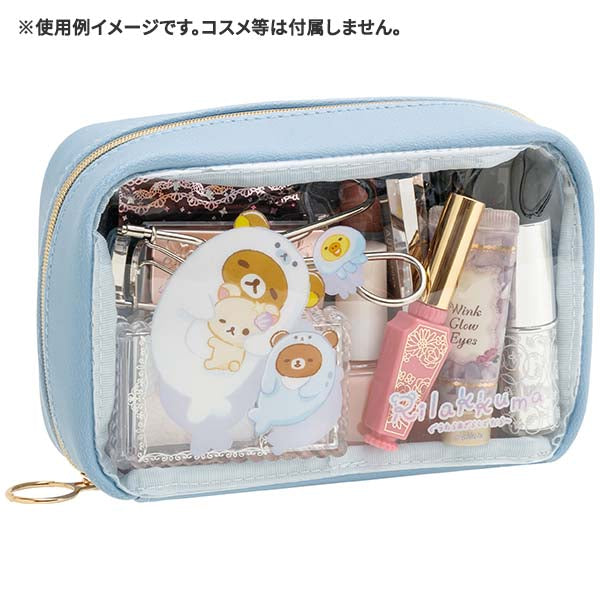 【new】Rilakkuma轻松熊｜治愈海洋系列透明可见型Pouch/化妆包/收纳包/笔袋｜约110×170×50mm