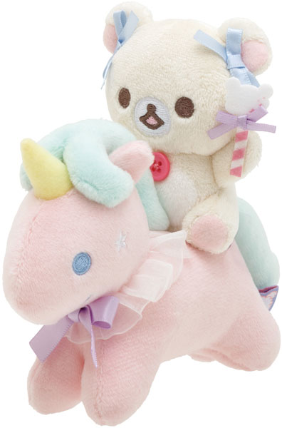 Rilakkuma轻松熊｜Osorano Kururin Wataame - Scene Plush Toy San-X天空白云棉花糖系列骑马毛绒摆件套组｜約130×145×50mm