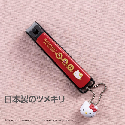 KAI贝印｜Hello Kitty Nail Clipper - Japanese Style (Red) S和风凯蒂猫大头吊饰不锈钢指甲钳S号/防飞溅｜约20 x 50 x 135mm