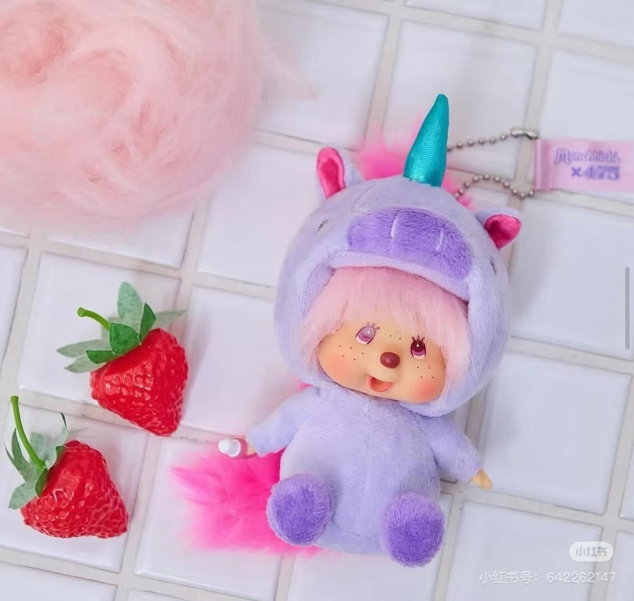 Monchhichi｜Shinako475 x Monchhichi SS Big Face Keychain（ Unicorn）｜H14.5 x W7 x D10cm approx.