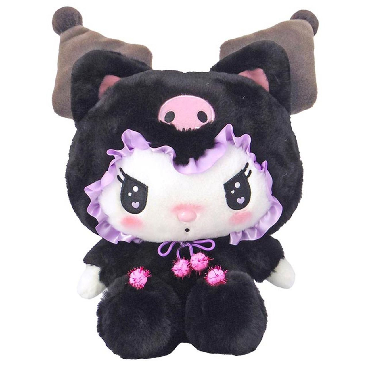 Sanrio三丽鸥｜Nakajima Plush Toy (M) - Kuromi / Black Cat Baby库洛米生日黑猫系列毛绒玩偶/公仔/M号｜约13.9 x 23.2 x 34.5cm