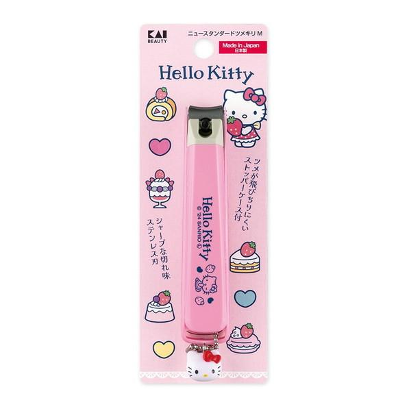 KAI贝印｜Hello Kitty Nail Clipper - M凯蒂猫大头吊饰不锈钢指甲钳M号/防飞溅｜约93x20x22mm