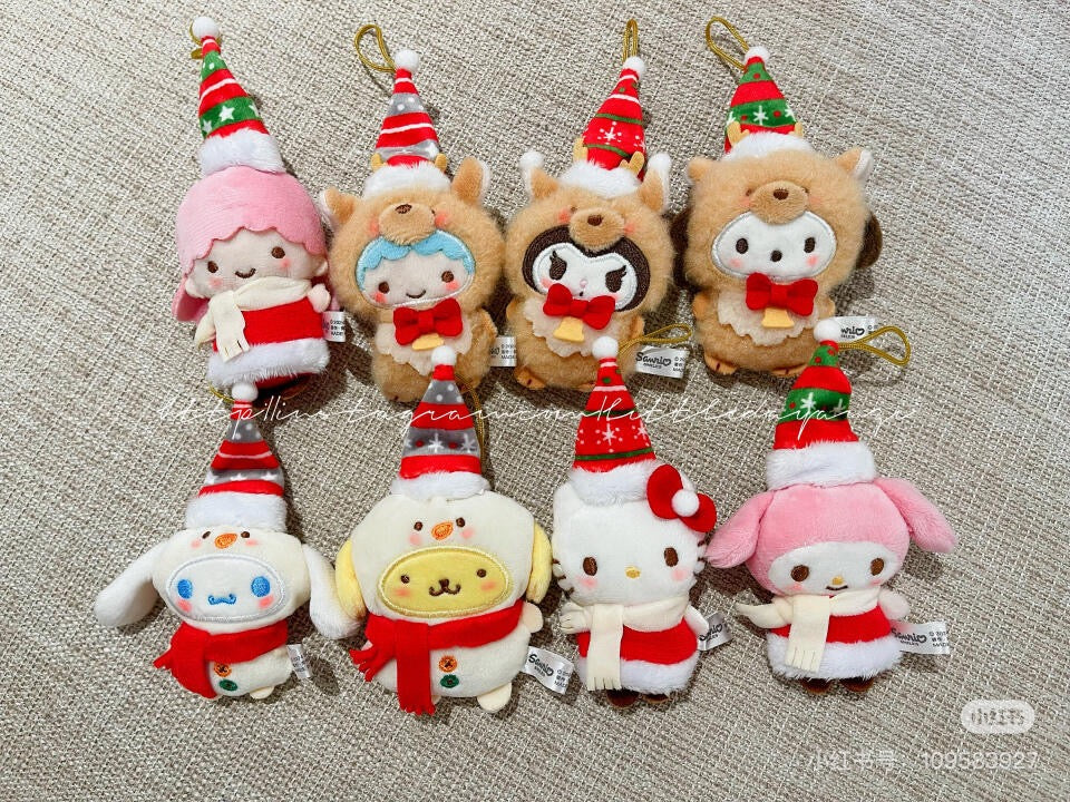 Sanrio三丽鸥｜Secret Mascot Brooch - Christmas 2024 Blind Box圣诞限定毛绒玩偶挂件胸针盲盒/全8种｜1枚入