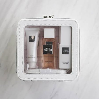 The ginza｜限定贵妇养肤套装/旅行装size｜化妆水50ml + 乳液40g + 洁面30g+化妆棉40枚 + 网格化妆包