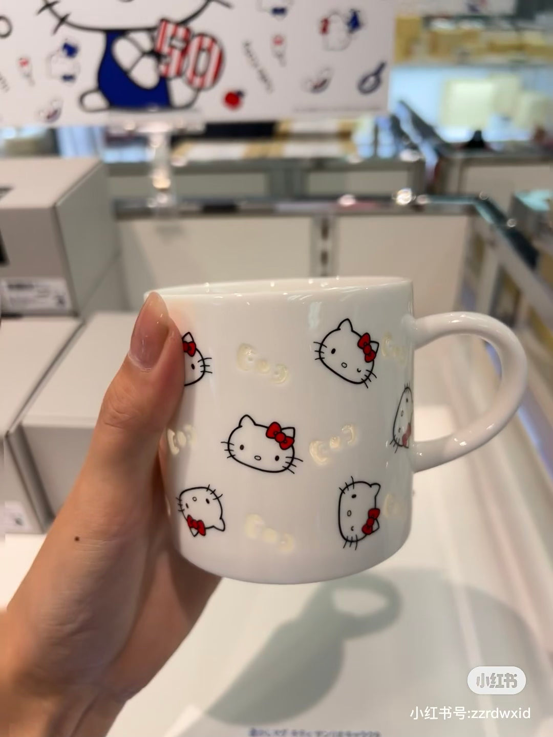 Sanrio三丽鸥｜Porcelain Mug - Hello Kitty / Hotarude Light Shine蝴蝶结透光马克杯｜约φ80 x H95 mm