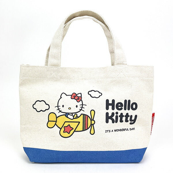 Hello kitty凯蒂猫｜50周年限定kitty乘飞机较厚质感托特包/内有侧袋｜约19cm×30cm×10cm