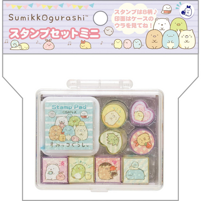 Sumikko gurashi角落生物｜San-x Sumikko Gurashi Stamp Set Mini 哇哇哇木薯便利店系列闪闪印章套组｜约3.0 x 11.0 x 10.0cm