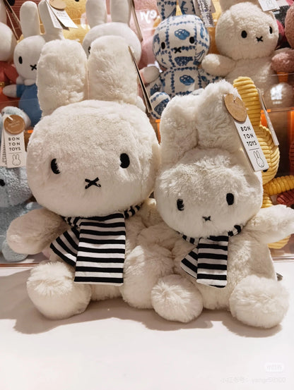 Miffy米菲｜BON TON TOYS - Miffy sitting with scarf黑白条纹围巾坐姿毛绒玩偶/公仔｜约23 cm - 9&