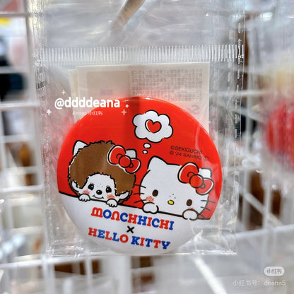 Monchhichi｜Sanrio Hello Kitty Can Badge Pin｜Φ58×4mm approx.