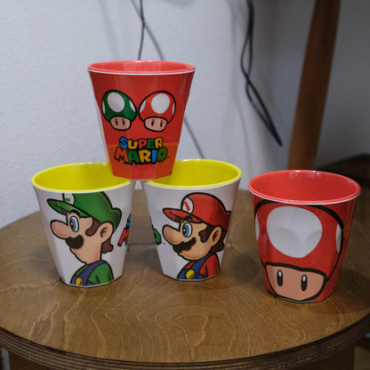 Nintendo｜Mario Melamine Tumbler - Mushroom / Super Mario Brothers超级马里奥蘑菇头奇诺比奥树脂防摔漱口杯/水杯/正反两种图案｜约88×90mm