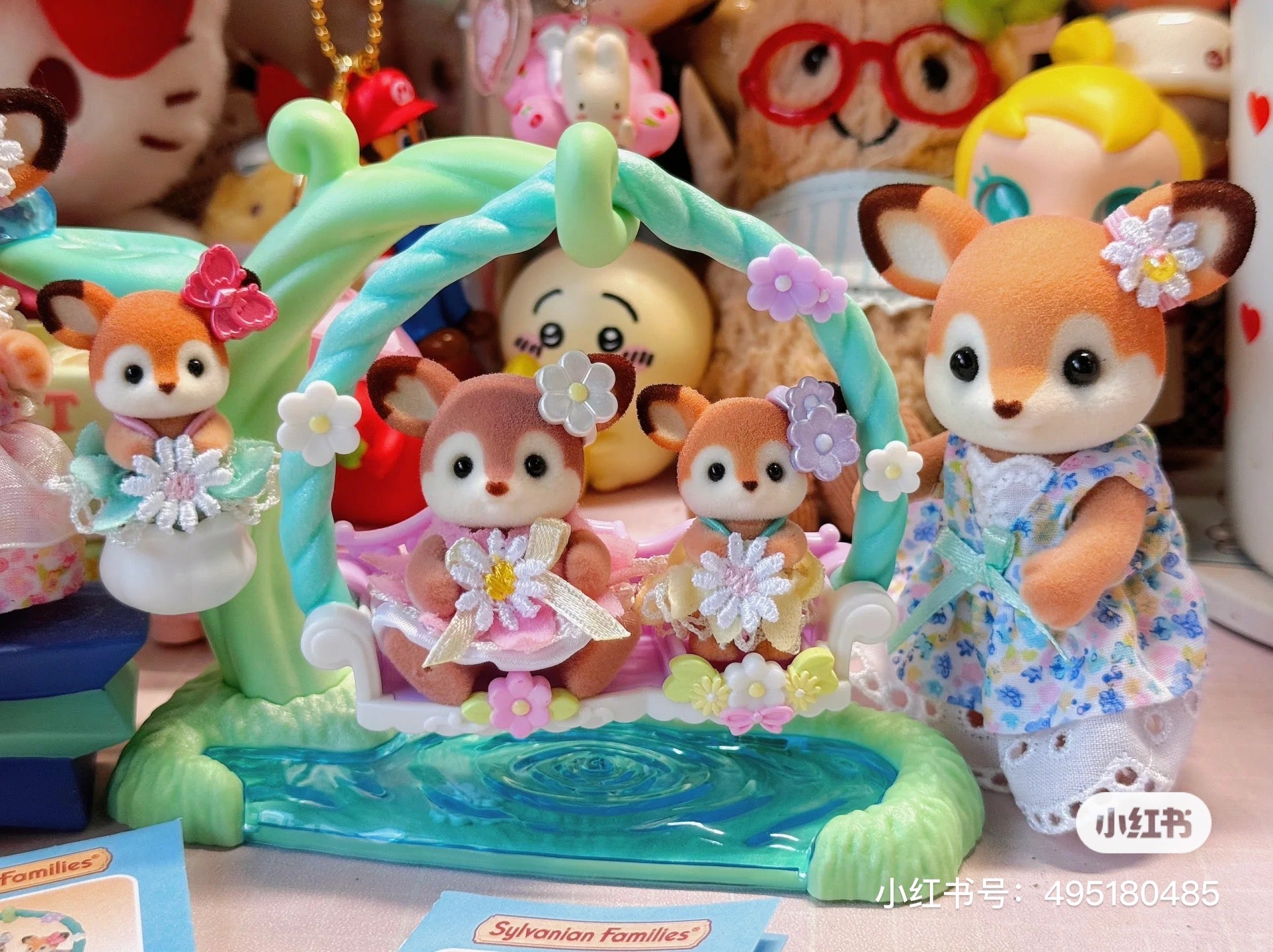 SylvanianFamilies森贝儿家族｜BABY DEER WATERSIDE SWING SET梅花鹿双胞胎水边荡秋千套组/玩具/过家家